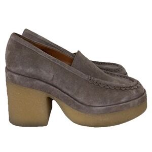 Marc Fisher Lina Platform Loafer Size 11 Suede Tan Slip On Shoes Academia Preppy